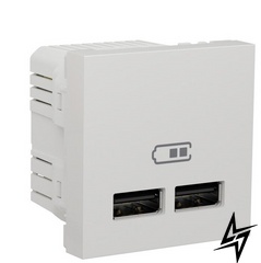 Подвійна USB розетка NU341818 2.1А 2М біла Unica New Schneider Electric фото