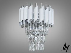 Современный хрустальный настенный светильник D23-32056 Белый/Хром 9001-2W-WH+CH фото в живую, фото в дизайне интерьера