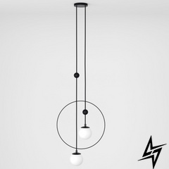 Подвесной светильник Sunderline 2B Black (RAL 9005) Черный плафон стекло + металл  фото в живую, фото в дизайне интерьера