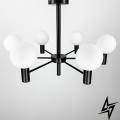 Современная черная люстра с белым плафоном на 6 ламп LE29845 6xG9 70x70см Черный/Белый MJ 89/6 BK+WT фото в живую, фото в дизайне интерьера