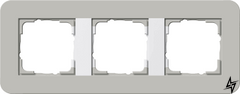 0213412 Рамка с белой подложкой E3 Серый / Белый 3-постовая Gira фото