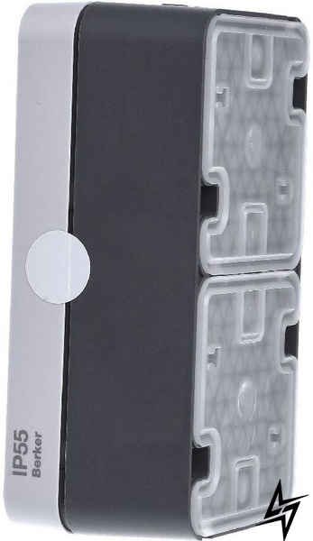 Вертикальный подрозетник с рамкой на 2 места, серый, W.1 6719333505 Berker фото