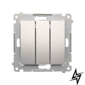 Вимикач трьохклавішний з LED підсвіткою (модуль) 10A швидкий монтаж срібний матовий Simon 54 DW31L.01/43 фото