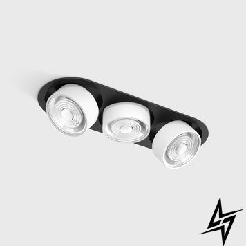LTX 01.7523.21.940.BK/WH Встраиваемый потолочный поворотный светильник с рамкой SOL IN MINI X3, D75мм, H50мм, W111мм, L301мм, LED 3x7W, 3x624Lm, 4000K, 45&deg;, CRI>90, 200mA, IP20, черный/белый фото