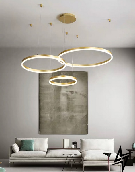 Люстра Kukho Golden Circle Lamp T23-16417 054063/80-60-40gd фото в живую, фото в дизайне интерьера