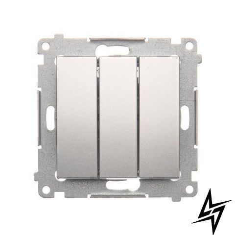 3-клавишный выключатель с подсветкой Simon DW31L.01/43 54, серебристый матовый, 10 AX, 250 В DW31L.01/43 фото