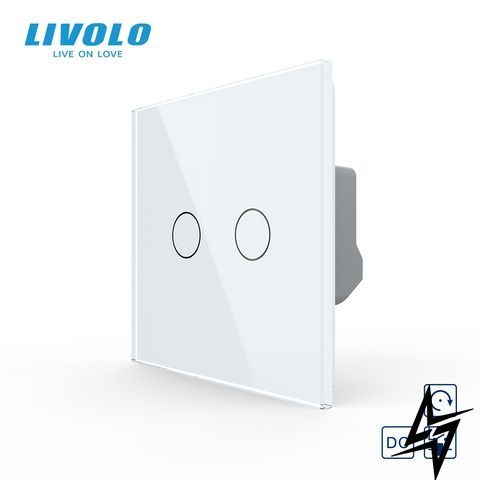 Сенсорная кнопка 2 сенсора 12/24В Livolo белый стекло (VL-FC2HC-2WP) фото