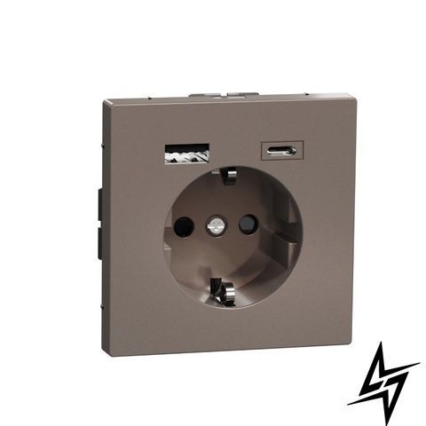 Розетка з/к 16А з USB A+C 3A D-Life Мокко Merten MEG2367-6052 фото