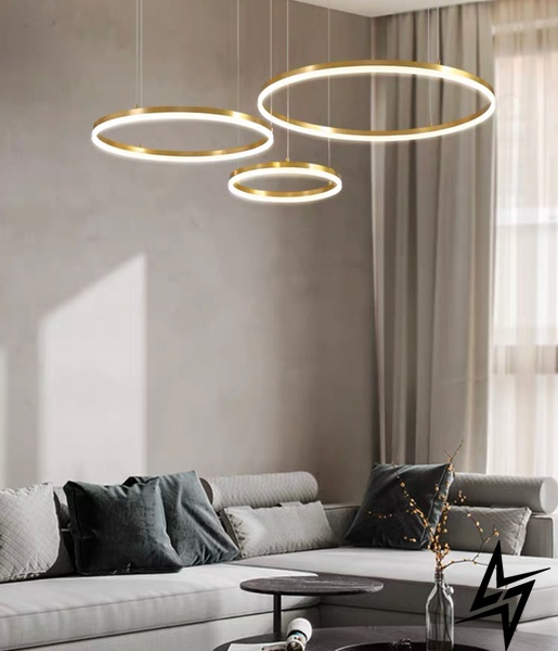 Люстра Kukho Golden Circle Lamp T23-16417 054063/80-60-40gd фото в живую, фото в дизайне интерьера