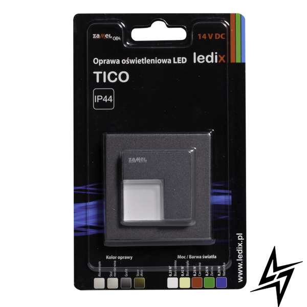 Настенный светильник Ledix Tico с рамкой 05-111-31 накладной Графит 5900K 14V ЛЕД LED10511131 фото в живую, фото в дизайне интерьера