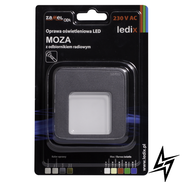 Настінний світильник Ledix Moza 01-224-32 врізний Графіт 3100K з радіоприймачем LED LED10122432 фото наживо, фото в дизайні інтер'єру