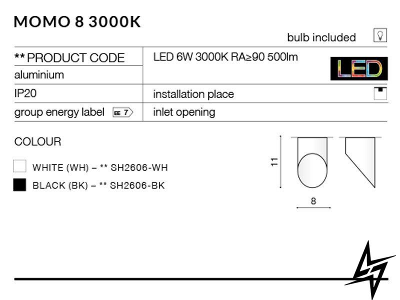 Точковий Накладний AZ2279 Azzardo Momo SH2606-BK LED  фото наживо, фото в дизайні інтер'єру