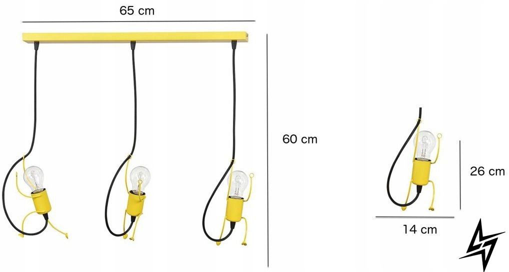 Детский подвесной светильник Nordika Moose 24-3605 3xE27 65x60см желтый PL-0003925-M/YELLOW фото в живую, фото в дизайне интерьера