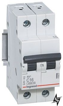 Автоматический выключатель Legrand 419697 RX3 2P 16A C 4,5kA фото