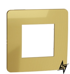 Однопостова рамка Unica New Studio Metal NU280259 золото / білий Schneider Electric фото