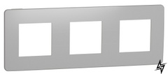 Трехпостовая рамка Unica New Studio Metal NU280655 хром / білий Schneider Electric фото