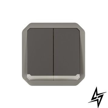 Переключатель/кнопка с подсв. 2-кл. 10А/250В мех-м. Plexo New антрацит Legrand 069806L фото