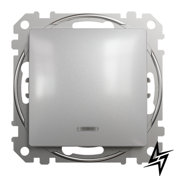 Перемикач прохідний 1-клавішний з підсвіткою Schneider Electric SDD113106L Sedna Design алюміній пластик фото