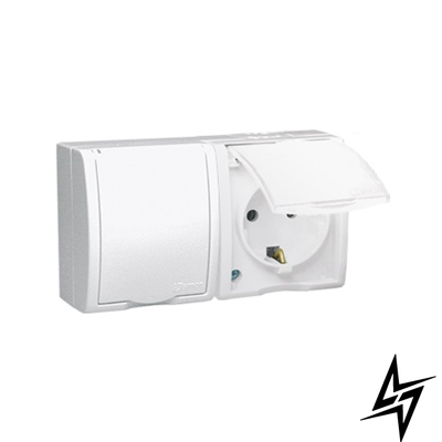 Подвійна розетка із заземленням шторки IP54 білий 16A Simon Aquarius AQGSZ1-2/11a фото
