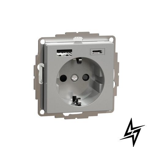 Розетка з USB Schneider Electric MEG2367-0460 Merten System M, алюміній MEG2367-0460 фото