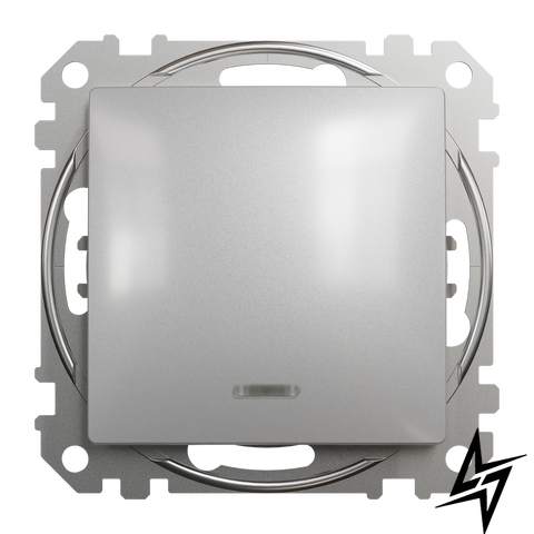1-клавішний прохідний вимикач із підсвіткою Schneider Electric SDD113106L Sedna Design, алюміній, глянцевий, IP20 SDD113106L фото