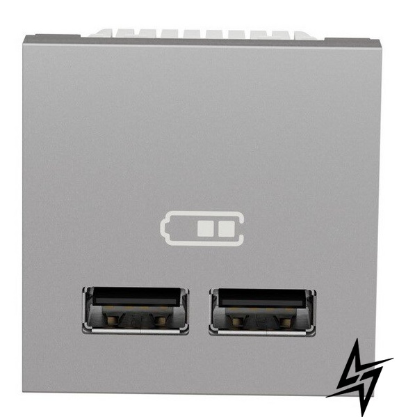 Двойная USB розетка NU341830 2.1А 2М алюминий Unica New Schneider Electric фото