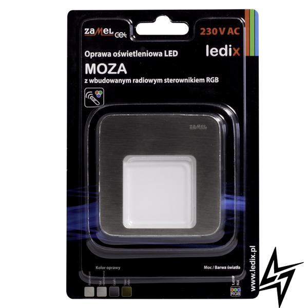 Настенный светильник Ledix Moza 01-225-26 врезной Сталь RGB с радиоконтроллером RGB ЛЕД LED10122526 фото в живую, фото в дизайне интерьера