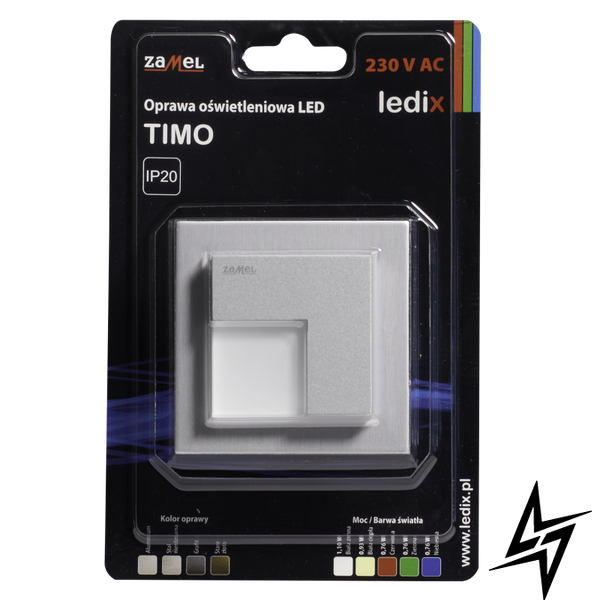 Настенный светильник Ledix Timo с рамкой 07-221-11 врезной Алюминий 5900K ЛЕД LED10722111 фото в живую, фото в дизайне интерьера
