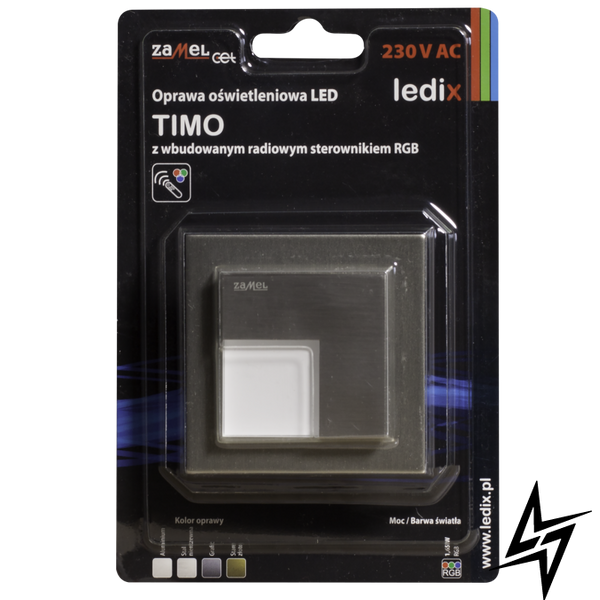 Настінний світильник Ledix Timo з рамкою 07-225-26 врізний Сталь RGB з радіоконтроллер RGB LED LED10722526 фото наживо, фото в дизайні інтер'єру