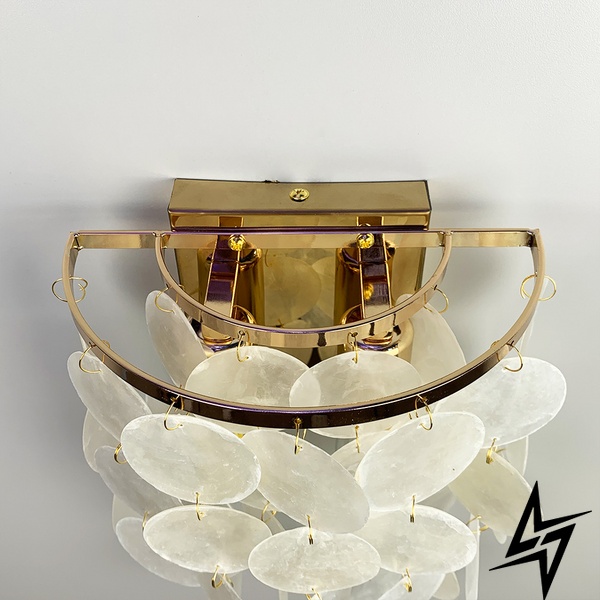 Золотая подвеска ATHELIA с перламутровыми пластинами LE41129 2xE14 18x27см Золото 1537/2 GD фото в живую, фото в дизайне интерьера