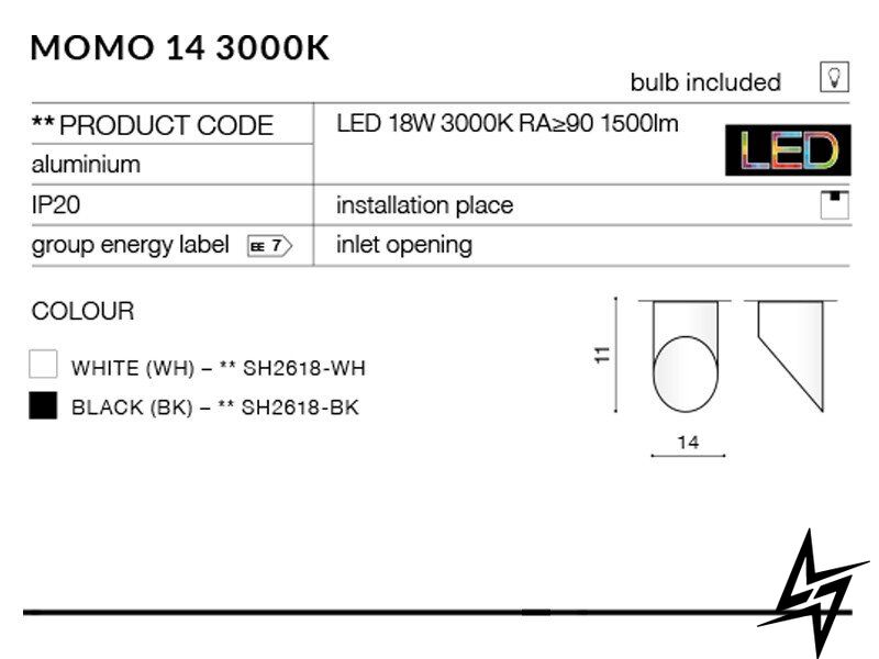Точковий Накладний AZ2282 Azzardo Momo SH2618-WH LED  фото наживо, фото в дизайні інтер'єру