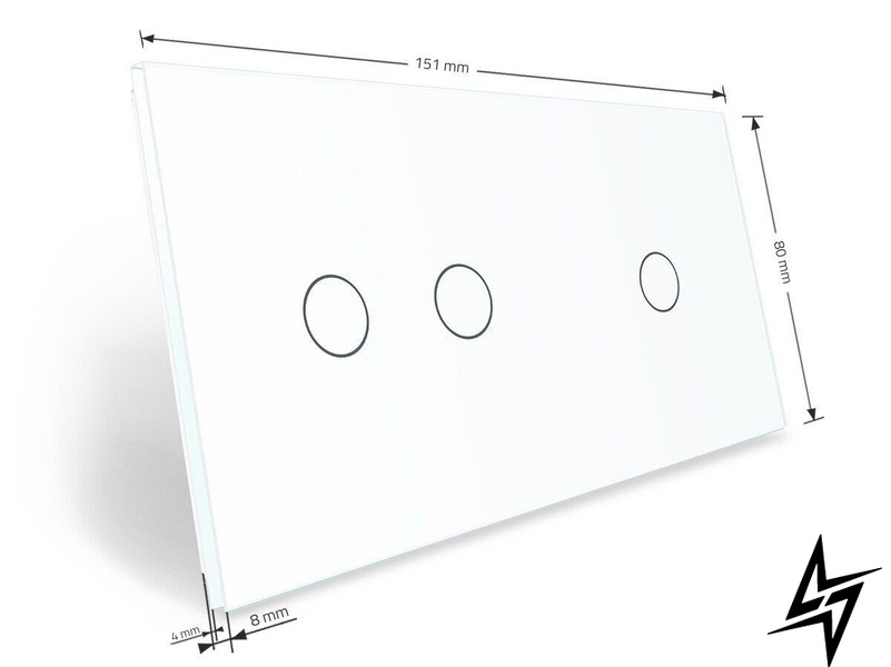 Сенсорная панель для выключателя 3 сенсора (1-2) Livolo белый стекло (VL-P701/02-4W) фото