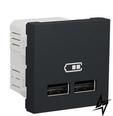 Двойная USB розетка NU341854 2.1А 2М антрацит Unica New Schneider Electric фото
