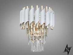 Современный хрустальный настенный светильник D23-32058 Белый/Золото 9001-2W-WH+SGD фото в живую, фото в дизайне интерьера