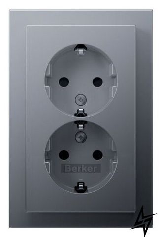 Двойная розетка Berker Q.3 47596094 16 А алюминиевая 47596094 фото