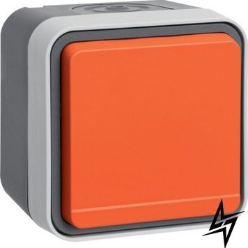 Розетка з з/к з помаранчевою кришкою IP55 сіра 16А/250В W.1 Berker 47403527 WNC193 фото