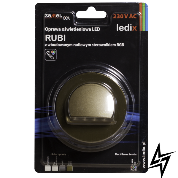 Настенный светильник Ledix Rubi с рамкой 09-225-46 врезной Старое золото RGB с радиоконтроллером RGB ЛЕД LED10922546 фото в живую, фото в дизайне интерьера