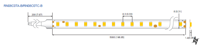 LED лента RISHANG 120-2835-24V-IP20 8,6W 810Lm 5000K 5м RN08C0TC-B-DW фото