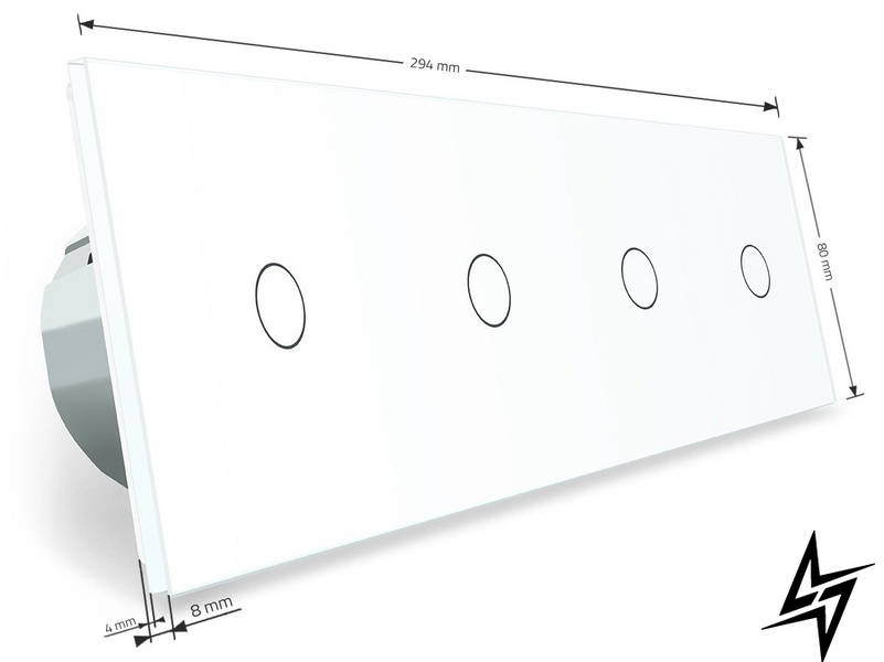 Сенсорный проходной выключатель 4 сенсора (1-1-1-1) Livolo белый стекло (VL-C704S-11) фото