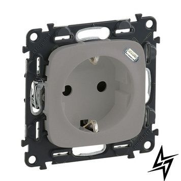 Розетка комбінована 2К + З 16А 250V~ + USB Type C 1.5А 5V Valena Allure алюміній Legrand 753007 фото