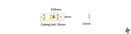 LED стрічка COLORS 120-2835-12V-IP20 8.8W 960Lm 3000K 5м DJ120-12V-8mm-WW фото