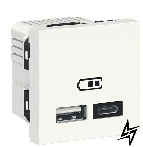 Подвійна USB розетка NU301818 тип А + тип С біла Unica New Schneider Electric фото