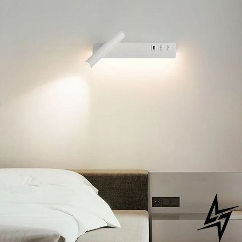 Настенное LED бра поворотное с выключателем 30&times;3&times;4 см белое 26-11664 фото