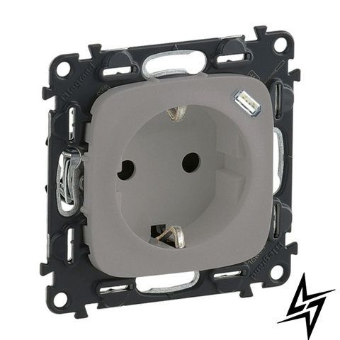 Силова розетка із заземленням і USB Legrand 753007 Valena Allure, алюміній, USB-C, 16 А, 220 В 753007 фото