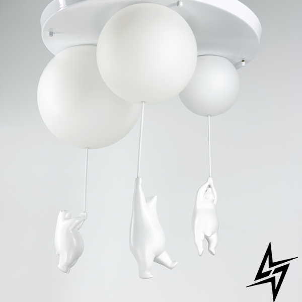 Люстра Bear Balloons LE26663 3xE27 50x55x50см Белый SGJ 10/3 фото в живую, фото в дизайне интерьера