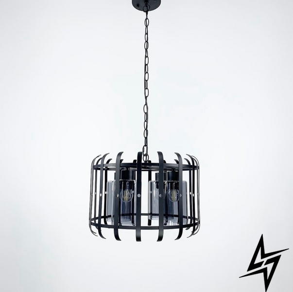 Подвесной светильник в стиле лофт на 4 лампочки LE26213 4xE27 40x40см Черный/Графит 12709/4 фото в живую, фото в дизайне интерьера