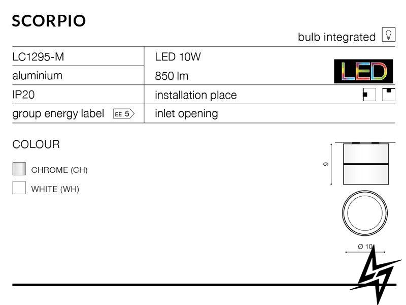 Точковий накладний світильник Azzardo Scorpio AZ1452 LED 23662 фото наживо, фото в дизайні інтер'єру