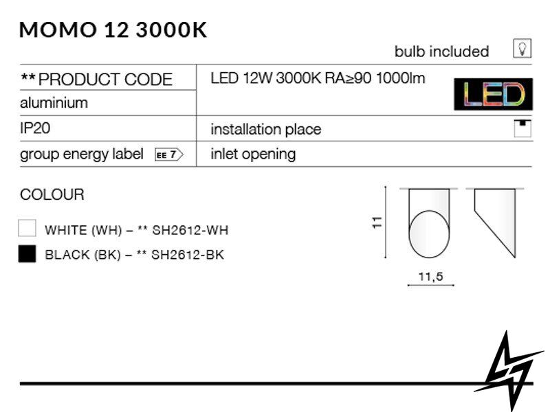 Точковий Накладний AZ2280 Azzardo Momo SH2612-WH LED  фото наживо, фото в дизайні інтер'єру