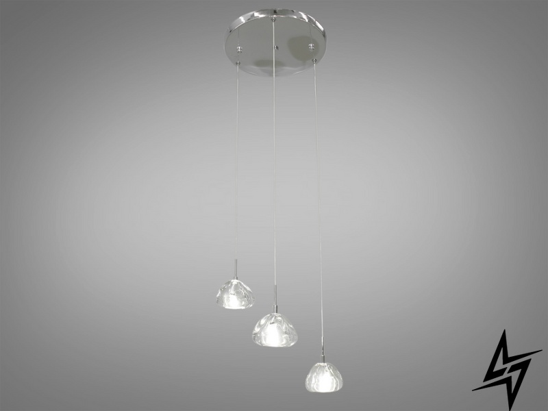 Современная светодиодная люстра на 3 лампы D23-33100. хром 3004/3HR фото в живую, фото в дизайне интерьера