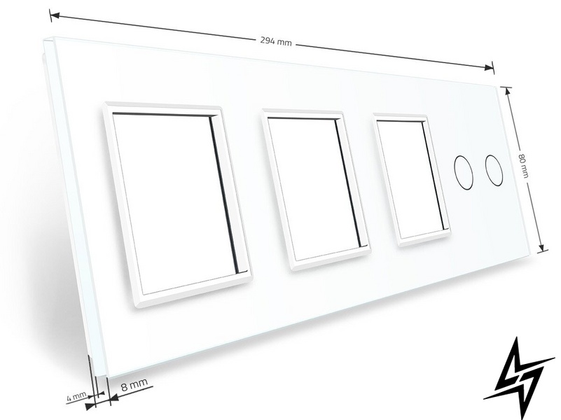 Сенсорная панель комбинированная для выключателя 2 сенсор 3 розетки (2-0-0-0) Livolo белый стекло (C7-C2/SR/SR/SR-11) фото